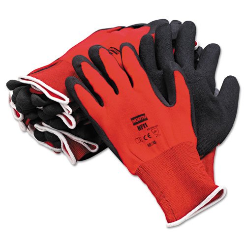 NorthFlex Red Foamed PVC Gloves, Red/Black, Size 10/XL, 12 Pairs. The main picture.
