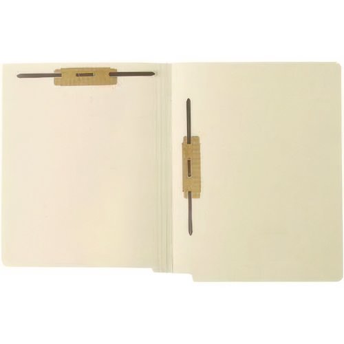 End Tab Fastener File Folder, 0.75" Expansion, 1 Horizontal 1 Vertical Fastener, Letter Size, Manila Exterior, 250/Box. Picture 1