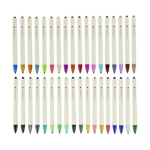 ClickArt Porous Point Pen, Retractable, Fine 0.6 mm, Assorted Ink, White Barrel, 36/Pack. Picture 2