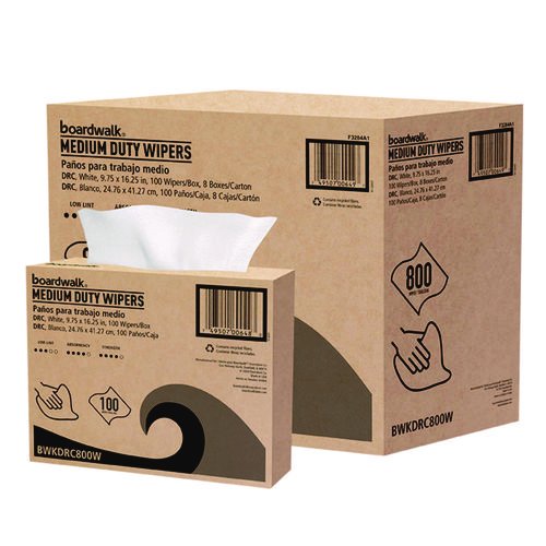 DRC Wipers, 1-Ply, 9.75 x 16.25, White, 100/Box, 8 Boxes/Carton. Picture 1