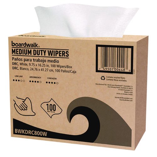 DRC Wipers, 1-Ply, 9.75 x 16.25, White, 100/Box, 8 Boxes/Carton. Picture 2