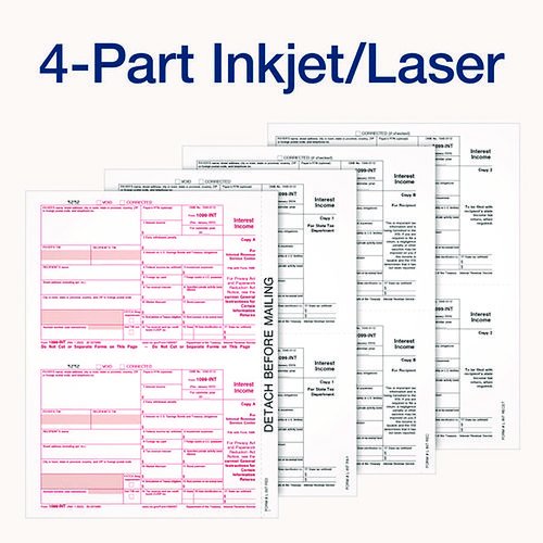 4-Part 1099-INT Tax Forms with Tax Forms Helper, Fiscal Year: 2024, 4-Part Carbonless, 8 x 5.5, 2 Forms/Sheet, 24 Forms Total. Picture 4