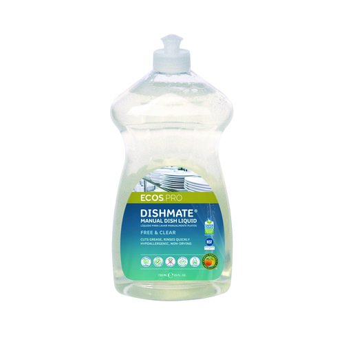 Dishmate Manual Dish Liquid, Free and Clear, 25 oz Squeeze Bottle, 6/Carton. Picture 2