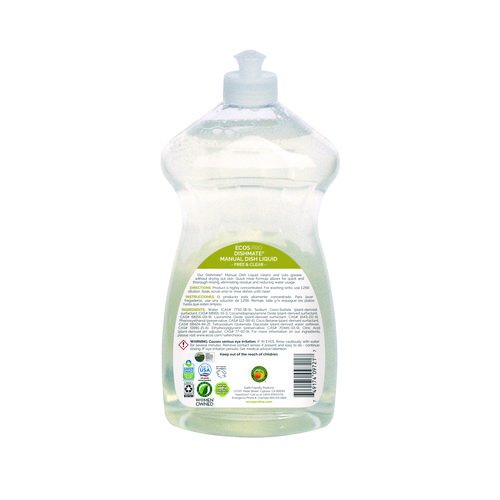 Dishmate Manual Dish Liquid, Free and Clear, 25 oz Squeeze Bottle, 6/Carton. Picture 3