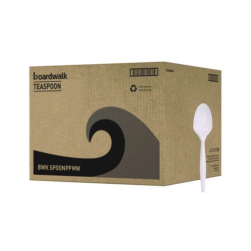 Mediumweight Polypropylene Cutlery, Teaspoon, White, 1,000/Carton. Picture 1