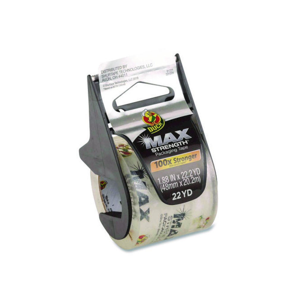 MAX Packaging Tape with Dispenser, 1.5" Core, 1.88 x 22 yds, Crystal Clear, 6/Pack. Picture 1