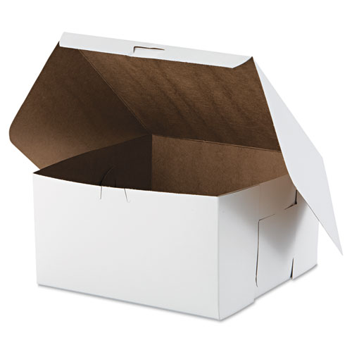White One-Piece Non-Window Bakery Boxes, 10 x 10 x 5.5, White, Paper, 100/Carton. Picture 3