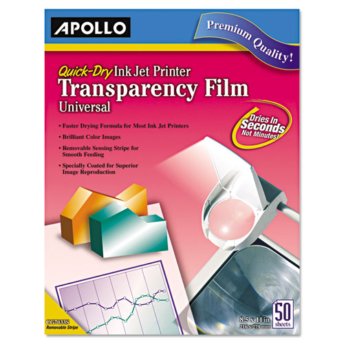 Quick-Dry Color Inkjet Transparency Film, 8.5 x 11, 50/Box. Picture 1
