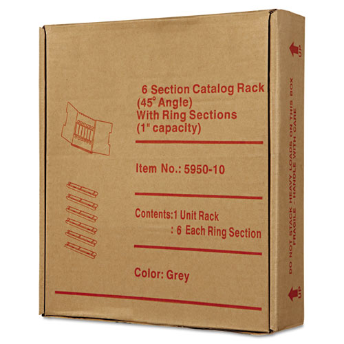 Desk-Mounted Catalog Rack, 6 1-inch Rings, Gray. Picture 5