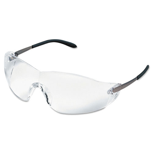 Blackjack Wraparound Safety Glasses, Chrome Plastic Frame, Clear Lens, 12/Box. Picture 2
