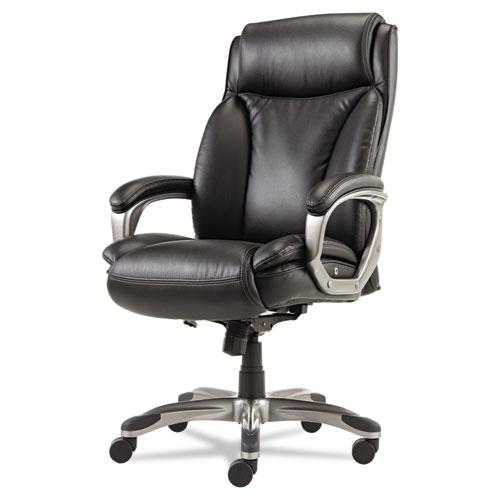 Alera Veon Series Executive High-Back Bonded Leather Chair, Supports Up to 275 lb, Black Seat/Back, Graphite Base. Picture 1