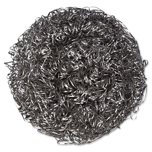 Stainless Steel Scrubbers, Large, 4 x 4, Steel Gray, 12 Scrubbers/Pack, 6 Packs/Carton. Picture 1