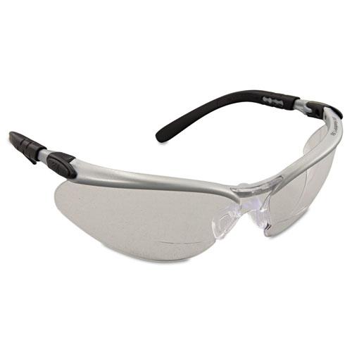 BX Molded-In Diopter Safety Glasses, 1.5+ Diopter Strength, Silver/Black Frame, Clear Lens, 20/Box. Picture 2