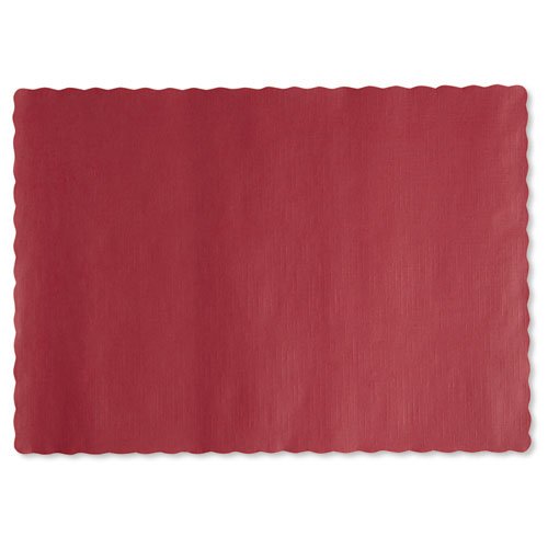 Solid Color Scalloped Edge Placemats, 9 1/2 x 13 1/2, Red, 1000/Carton. Picture 1