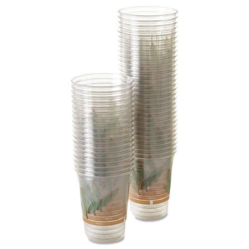 Bare Eco-Forward RPET Cold Cups, 16 oz to 18 oz, Leaf Design, Clear, 50/Pack, 20 Packs/Carton. Picture 3