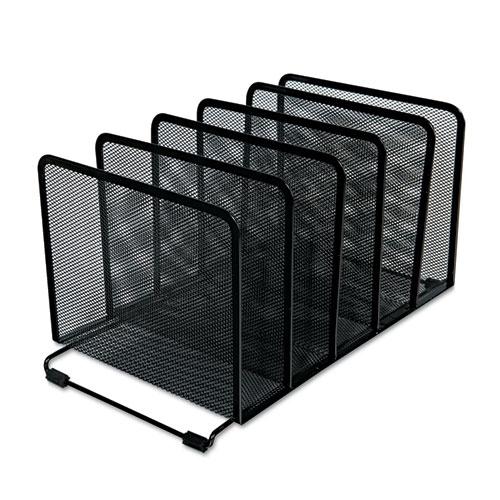 Deluxe Mesh Stacking Sorter, 5 Sections, Letter to Legal Size Files, 14.63" x 8.13" x 7.5", Black. Picture 3
