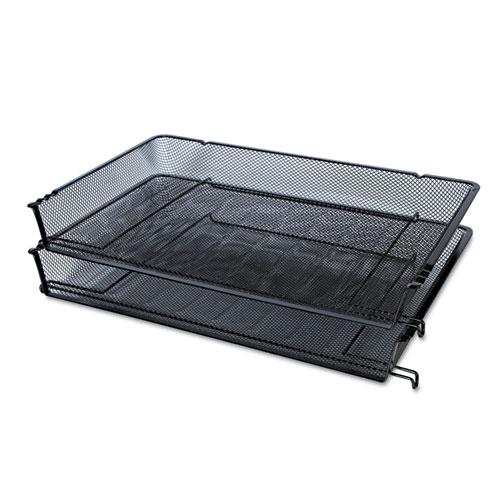 Deluxe Mesh Stacking Side Load Tray, 1 Section, Legal Size Files, 17" x 10.88" x 2.5", Black. Picture 3