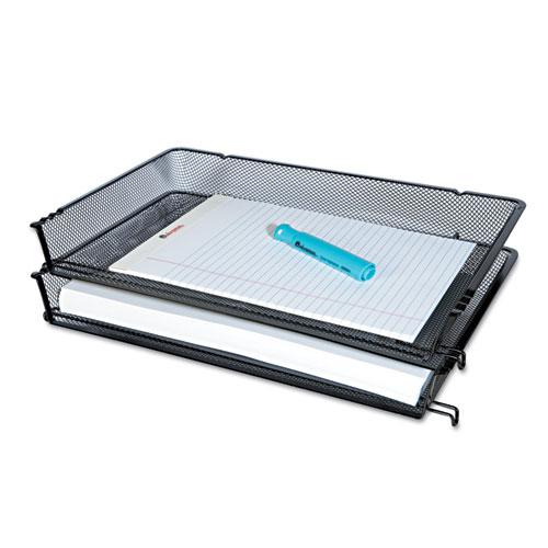 Deluxe Mesh Stacking Side Load Tray, 1 Section, Legal Size Files, 17" x 10.88" x 2.5", Black. Picture 4