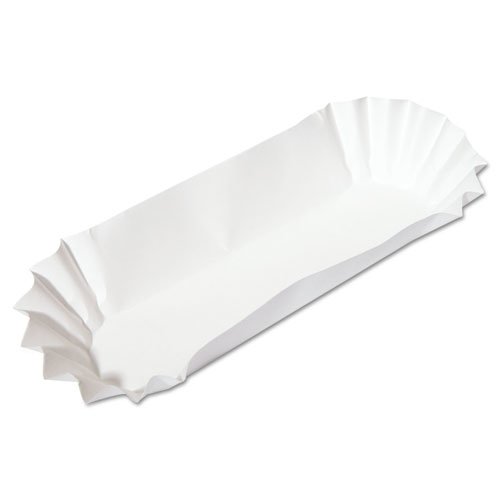 Fluted Hot Dog Trays, 6 x 2 x 2, White, Paper, 500/Sleeve, 6 Sleeves/Carton. Picture 1