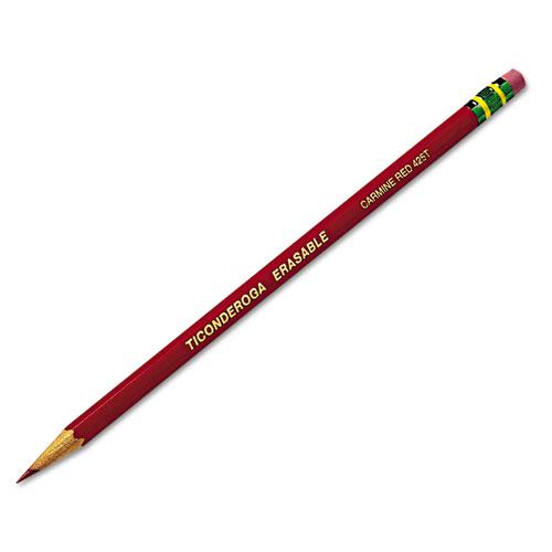 Erasable Colored Pencils, 2.6 mm, 2B, Carmine Red Lead, Carmine Red Barrel, Dozen. Picture 3