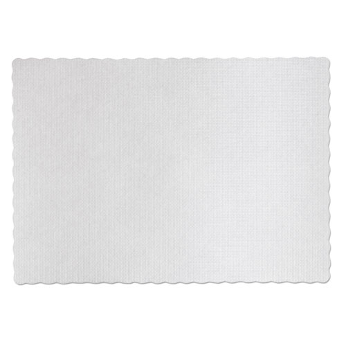 Knurl Embossed Scalloped Edge Placemats, 9.5 x 13.5, White, 1,000/Carton. Picture 2