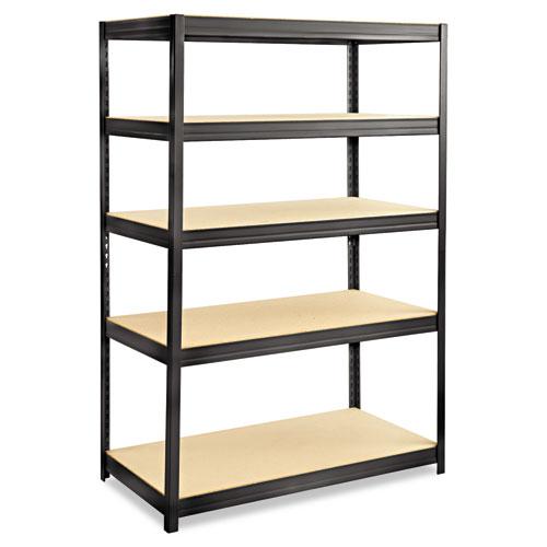 Boltless Steel/Particleboard Shelving, Five-Shelf, 48w x 24d x 72h, Black. Picture 1