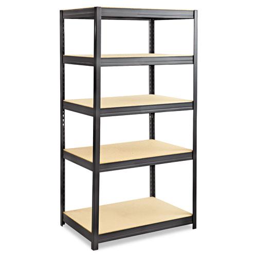 Boltless Steel/Particleboard Shelving, Five-Shelf, 36w x 24d x 72h, Black. Picture 1