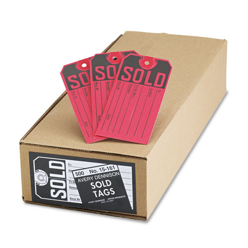 Sold Tags, Paper, 4.75 x 2.38, Red/Black, 500/Box. Picture 1