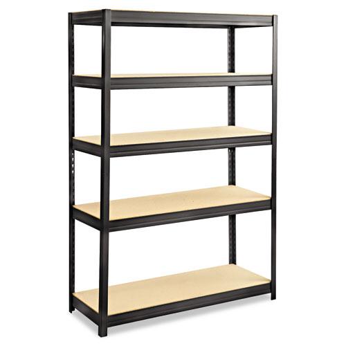 Boltless Steel/Particleboard Shelving, Five-Shelf, 48w x 18d x 72h, Black. Picture 1