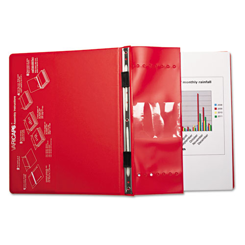 VariCap Expandable Binder, 2 Posts, 6" Capacity, 11 x 8.5, Red. Picture 4