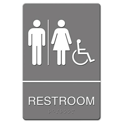ADA Sign, Restroom/Wheelchair Accessible Tactile Symbol, Molded Plastic, 6 x 9. Picture 1