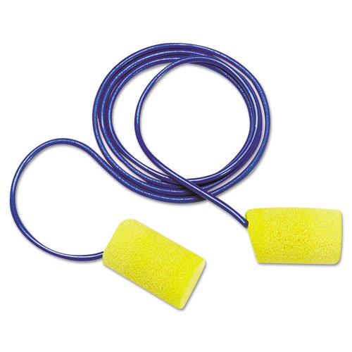 E-A-R Classic Foam Earplugs, Metal Detectable, Corded, Poly Bag, 200 Pairs. Picture 1