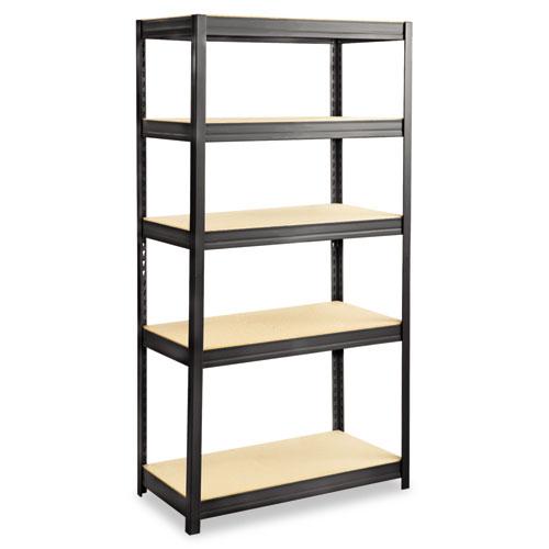 Boltless Steel/Particleboard Shelving, Five-Shelf, 36w x 18d x 72h, Black. Picture 1