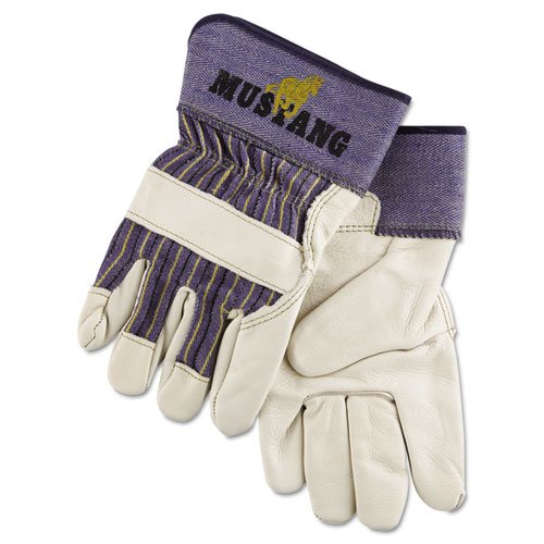 Mustang Leather Palm Gloves, Blue/Cream, X-Large, Dozen. Picture 1