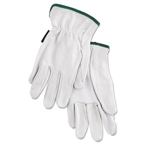 Grain Goatskin Driver Gloves, White, Medium, 12 Pairs. Picture 1