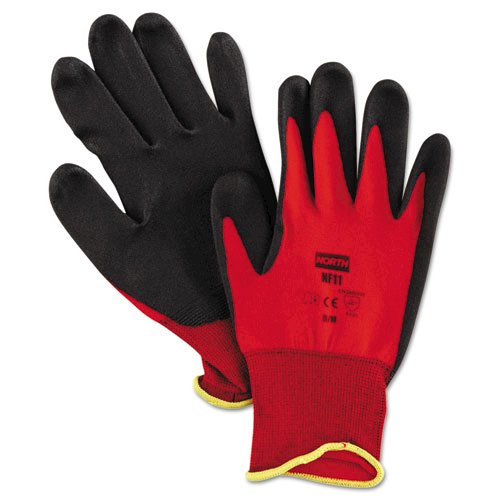 NorthFlex Red Foamed PVC Palm Coated Gloves, Medium, Dozen. Picture 1