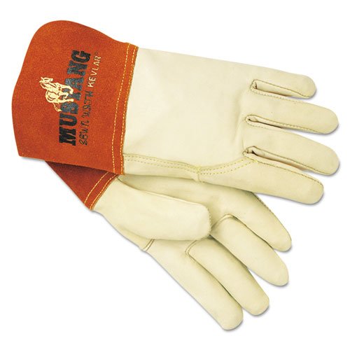 Mustang Mig/Tig Welder Gloves, Tan, Medium, 12 Pairs. Picture 1