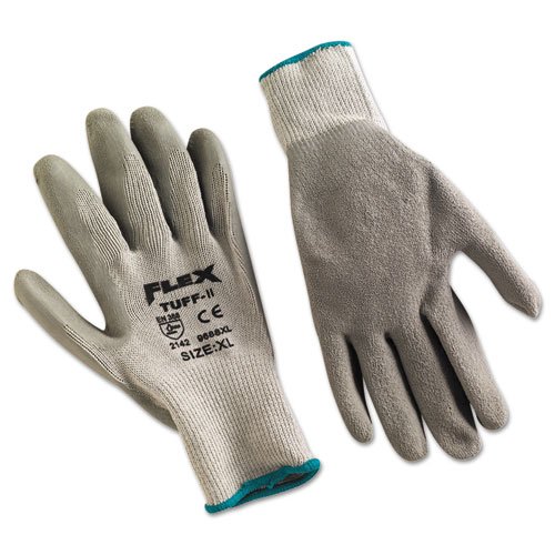 FlexTuff Latex Dipped Gloves, Gray, X-Large, 12 Pairs. Picture 1