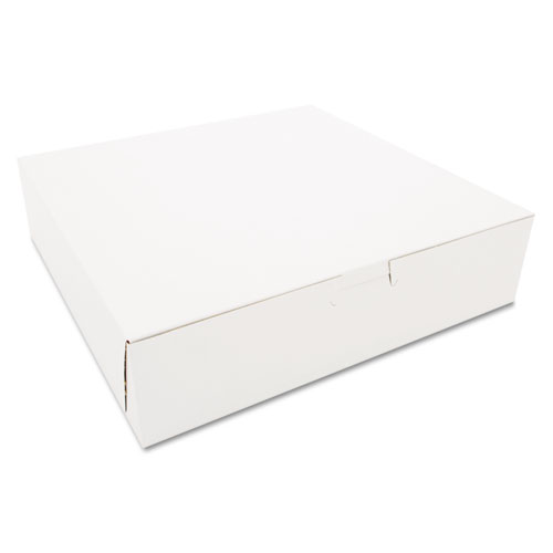 White One-Piece Non-Window Bakery Boxes, 10 x 10 x 2.5, White, Paper, 250/Carton. Picture 1