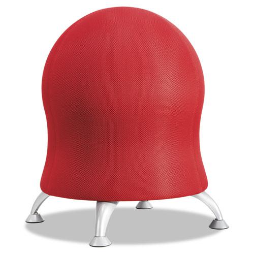 Zenergy Ball Chair, Backless, Supports Up to 250 lb, Crimson Fabric Seat, Silver Base. Picture 1