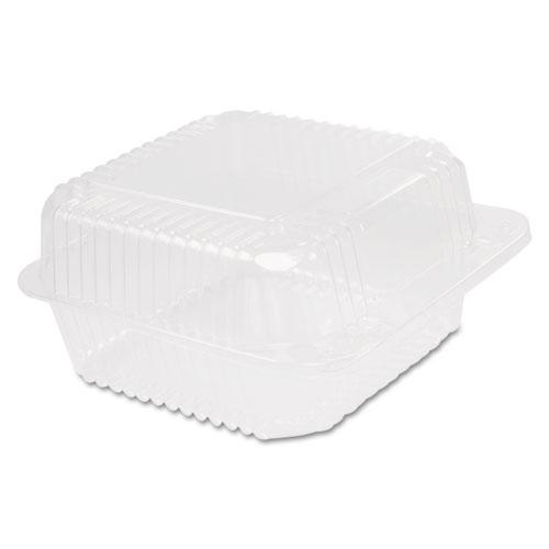 StayLock Clear Hinged Lid Containers, 6.5 x 6.1 x 3, Clear, Plastic, 125/Pack, 4 Packs/Carton. Picture 1