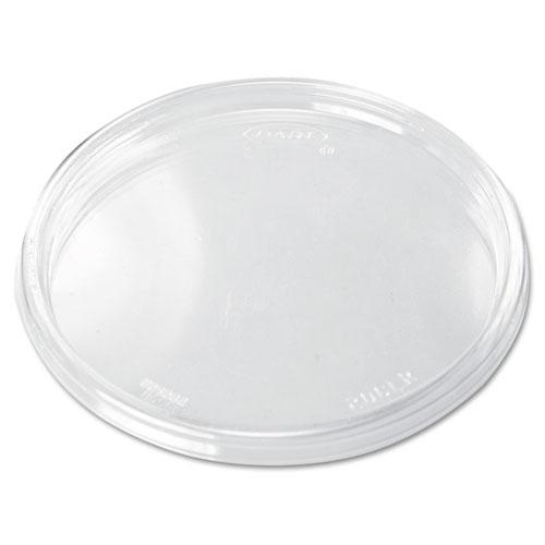 Plastic Lids for Foam Cups, Bowls and Containers, Flat, Not Vented, Fits 6-32 oz, Clear, 100/Sleeve, 10 Sleeves/Carton. Picture 1