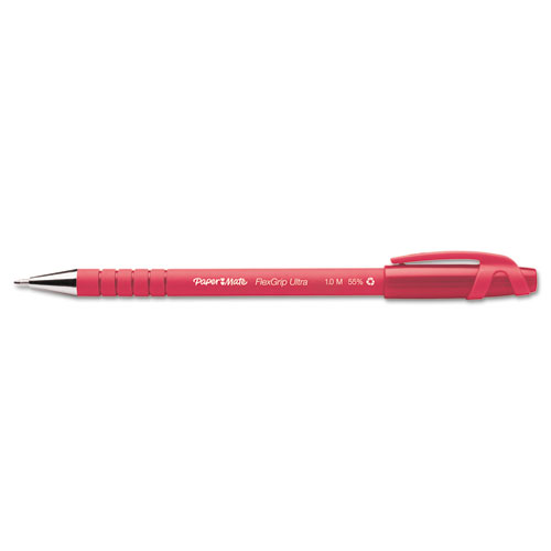 FlexGrip Ultra Recycled Ballpoint Pen, Stick, Medium 1 mm, Red Ink, Red Barrel, Dozen. Picture 1