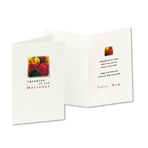 Half-Fold Greeting Cards with Envelopes, Inkjet, 65 lb, 5.5 x 8.5, Textured Uncoated White, 1 Card/Sheet, 30 Sheets/Box. Picture 7