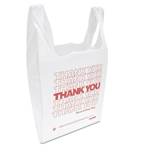 Thank You Handled T-Shirt Bag, 0.167 bbl, 12.5 microns, 11.5" x 21", White, 900/Carton. Picture 2