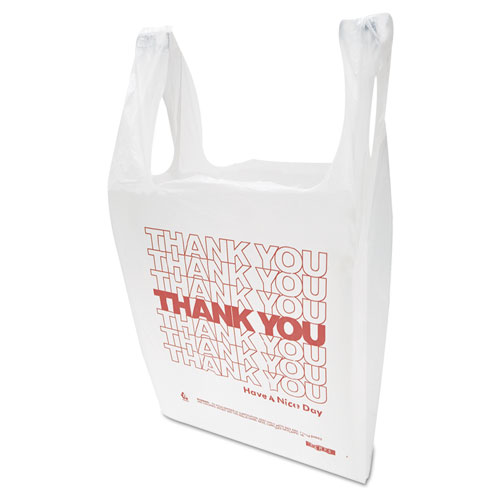 Thank You Handled T-Shirt Bag, 0.167 bbl, 12.5 microns, 11.5" x 21", White, 900/Carton. Picture 3