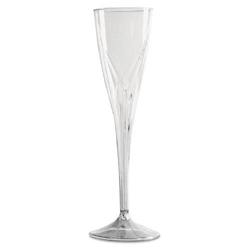 Classicware One-Piece Champagne Flutes, 5 oz, Clear, Plastic, 10/Pack, 10 Packs/Carton. Picture 1
