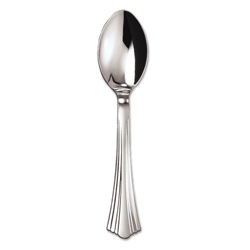 Heavyweight Plastic Spoons, Silver, 6 1/4", Reflections Design, 600/Carton. Picture 1