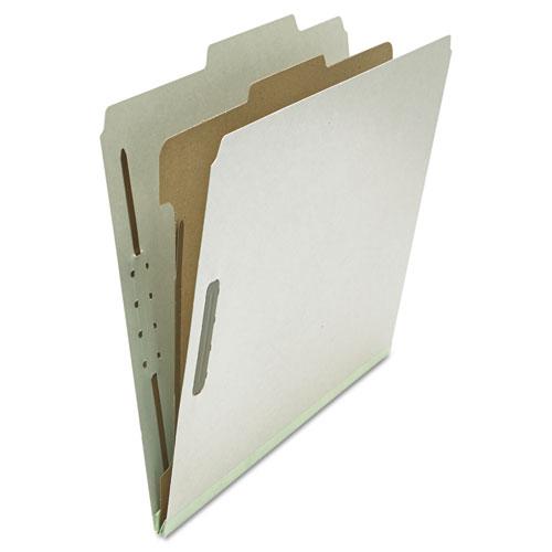 Four-Section Pressboard Classification Folders, 2" Expansion, 1 Divider, 4 Fasteners, Letter Size, Gray Exterior, 10/Box. Picture 3