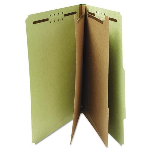 Six-Section Pressboard Classification Folders, 2" Expansion, 2 Dividers, 6 Fasteners, Letter Size, Green Exterior, 10/Box. Picture 7